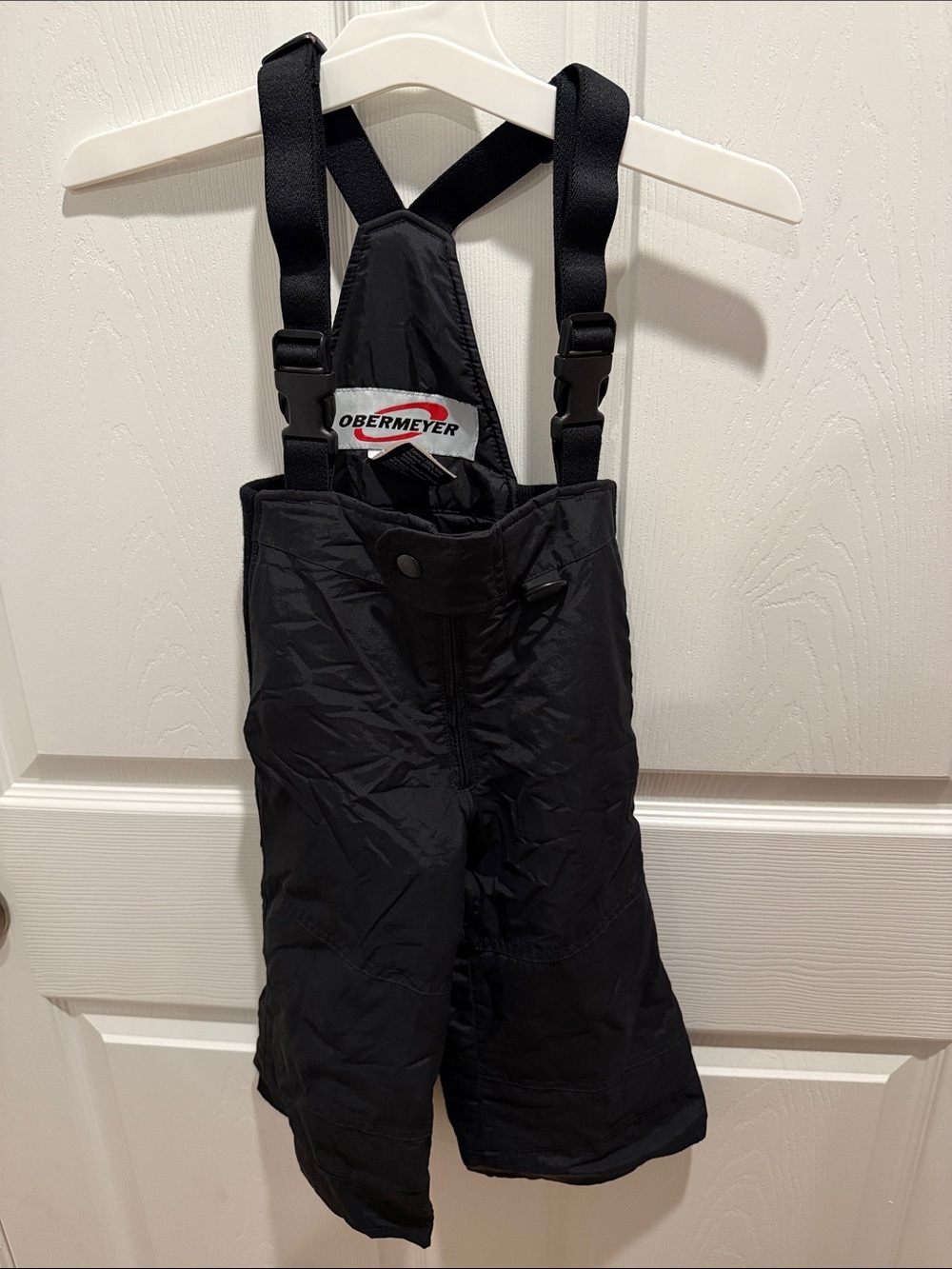 Obermeyer Black Kids Snow Bibs with Red Logo Detail